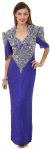 Main image of V-Neck Half Sleeves Long Formal Beaded Gown 